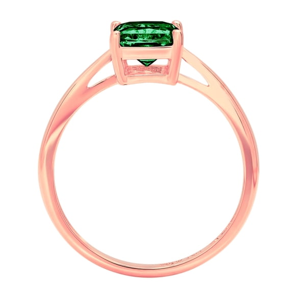 2 ct Emerald Cut Simulated Emerald Solitaire Engagement Ring for Women in 18K Rose Gold