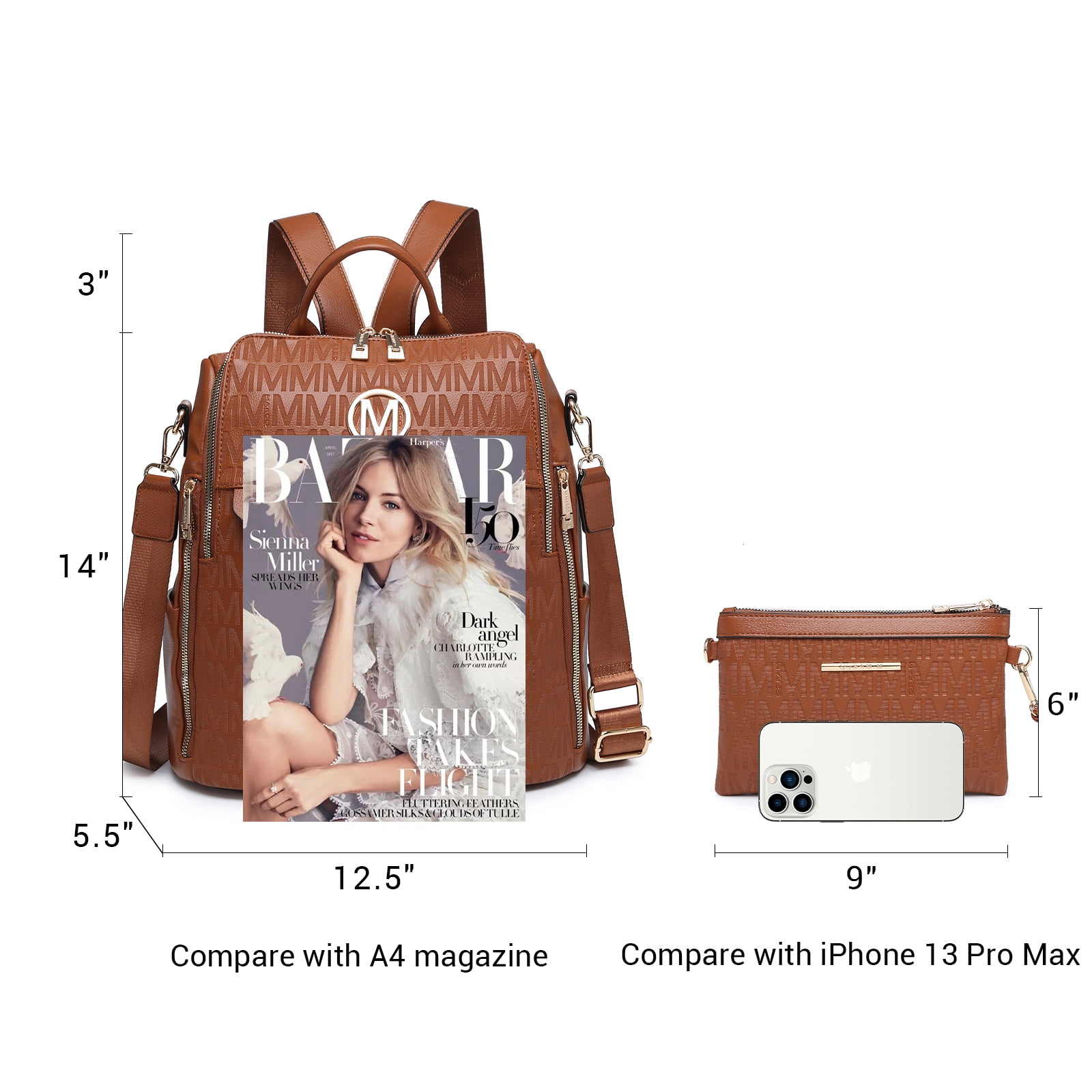MKP COLLECTION Women Fashion Backpack Purse Travel Shoulder Bags and Purse 2Pcs