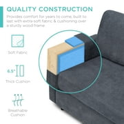 Best Choice Products Linen Sectional Sofa Couch w/ Chaise Lounge, Reversible Ottoman Bench - Blue/Gray