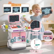 Caunedy Doctor Kit for Toddlers, Pretend Medical Station Set with Mobile Cart, Birthday Gifts for Kids 3-12 Year Old