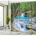 thumbnail image 4 of Ambesonne Nature Shower Curtain, Rocks in Waterfall Lake, 69"Wx84"L, Green Blue and Brown, 4 of 4