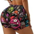 thumbnail image 2 of Kdxio Monstrous Cartoon Characters Print Workout Shorts for Women Seamless Soft Smooth Gym Yoga Scrunch Active Shorts, 2 of 5