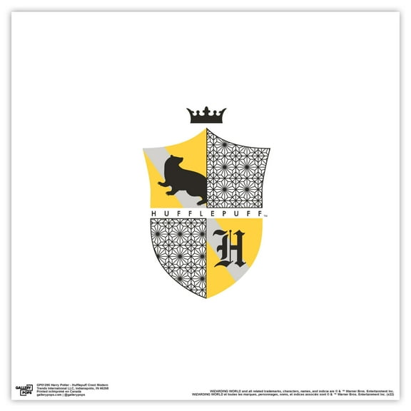 Gallery Pops Harry Potter - Hufflepuff Crest Modern Wall Art, Unframed Version, 12" x 12"