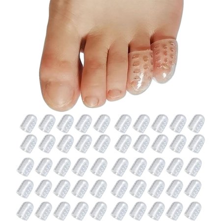 Silicone Toe Protectors, Clear Silicone Anti-Friction Toe Protector Gel Toe Protectors Breathable Toe Covers Little Caps Guards Toe Sleeves for Men Women (Color : 50pcs)