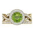thumbnail image 2 of Clara Pucci 18K Yellow Gold 1.795 Natural Peridot Engraveable Engagement Ring + Wedding Band Set, 2 of 7
