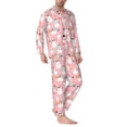 thumbnail image 2 of Balery Cute Pink Snowman Cat Pijama para Hombre de Dos Piezas con Manga Larga, Conjunto de Dormir y Descanso Suave con Bolsillos-Medium, 2 of 7
