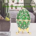 thumbnail image 2 of Vintage Egg Trinket Box - Unique Hand Painted Enameled Jewelry Box, Limited Edition Collectible, Unique Home Decor (Emerald), 2 of 6