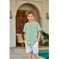 thumbnail image 6 of Arshiner Boys Short Sleeve Button Down Shirt Texture Summer Beach Vacation Shirt 10-11 Years, 6 of 8