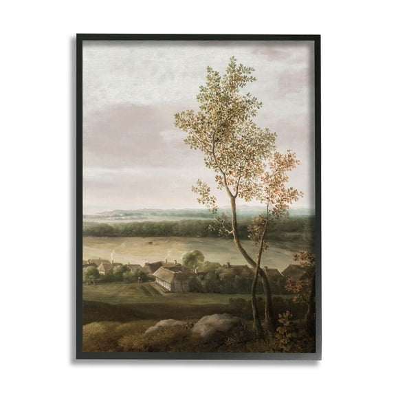 Classic Coastal House Nature Painting Landscape Painting Black Framed Art Print Wall Art
