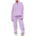 thumbnail image 3 of THDHVS Workout Sets for Women,Plus Size Fashion,Women Fall 2 Piece Lounge Outfit Long Sleeve Tops High Waisted Jogger Pants Set Spring Travel Clothes Tracksuit Purple L, 3 of 8