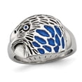 thumbnail image 1 of Bague Aigle Texturée en Émail Bleu pour Homme en Acier Inoxydable, 1 of 4