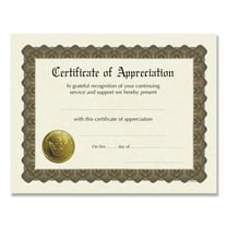 Great Papers! 930000 11 in. x 8.5 in. Appreciation Ready-to-Use Certificates - Ivory/Brown/Gold Colors with Brown Border (6/Pack)