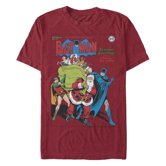 Men's Batman Christmas Vintage Season Greetings Graphic T-Shirt