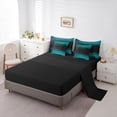 thumbnail image 5 of jejeloiu Vintage Striped Print 7-Piece Twin Bedding Sets,Abstract Geometric Pattern Bedding Comforter Set,Cyan Black Sheet Sets For Adult,Breathable Home Decor Reversible, 5 of 8