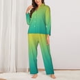 thumbnail image 2 of Balery Teal To Yellow Gradient Conjunto de Pijama con Estampado para Mujer, Conjunto de Dos Piezas con Manga Larga, Ropa de Dormir Suave con Bolsillos, Pijamas Cómodos-Large, 2 of 7