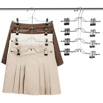 Skirt Pants Hangers Space Saving 4 Tier Metal Skirt Hanger with Adjustable Clips Pants Trouser Hangers Closet Organizer for Jeans, Slacks, Shorts - 1 Pack