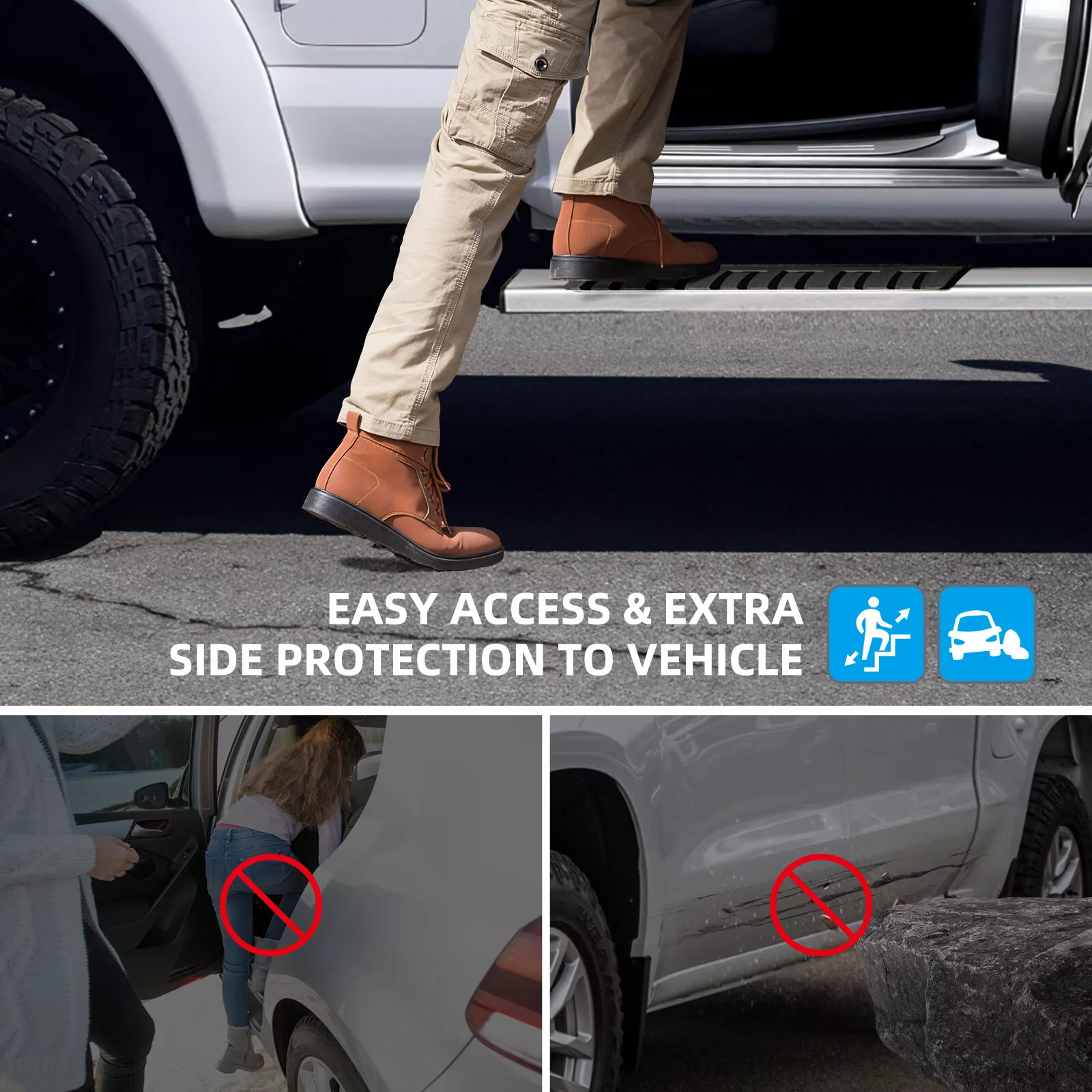 RVNI Running Boards for 2009 2010 2011 2012 2013 2014 Ford F150 Super Crew Cab 6 in Side Step Nerf Bars S/S Stainless Steel