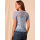 thumbnail image 5 of Top De Encaje Floral Semitransparente Transparente Con Ribete Festoneado Para Mujer Azul XS, 5 of 6