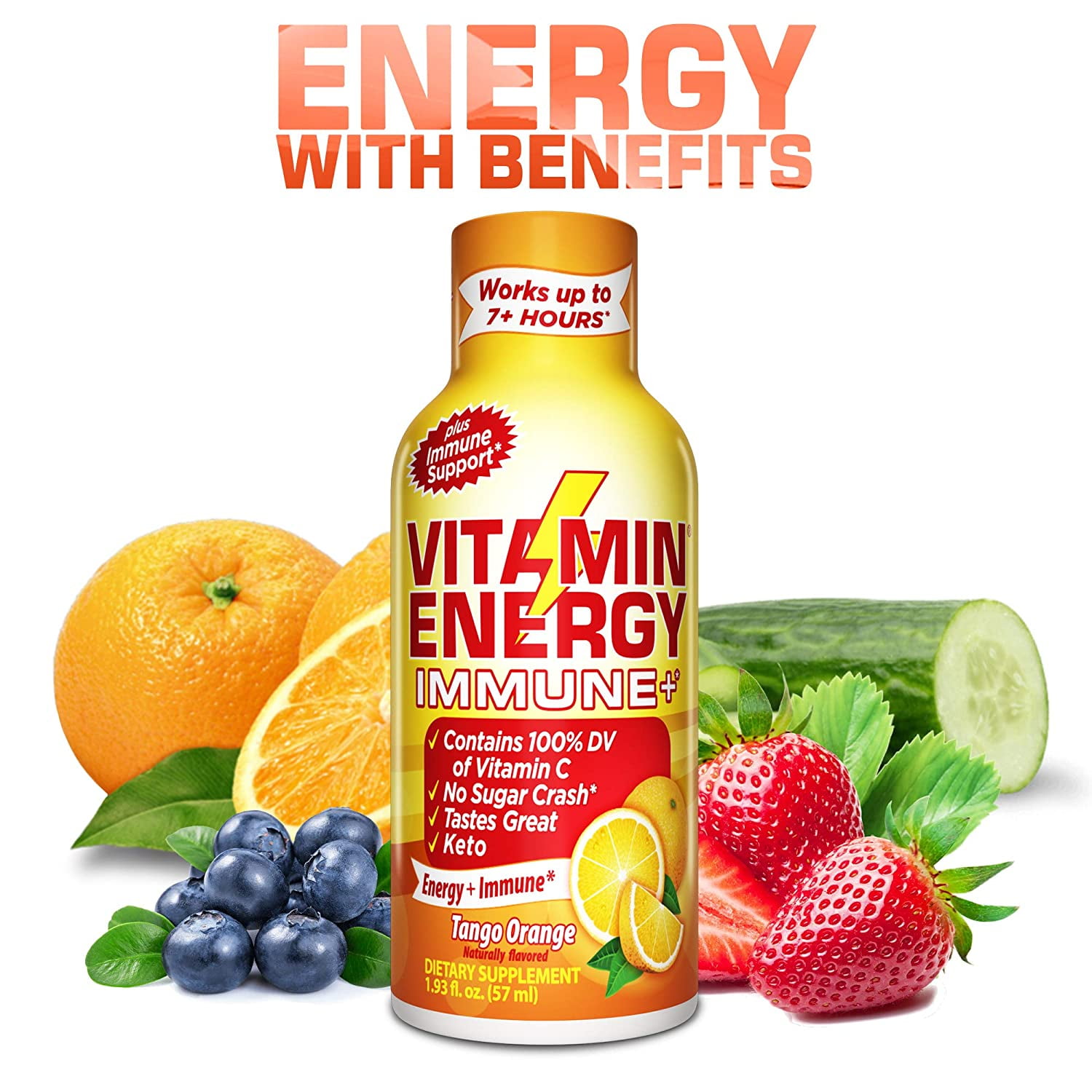 Vitamin Energy Shots (6 Pack) Energy Lasts up to 7+ Hours*, Supports Immune Health*, Great