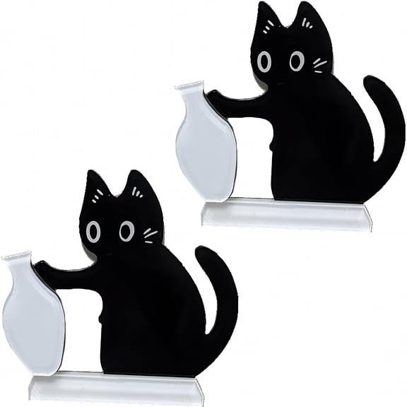 HBMYN 2Pcs Cat Whisker Holder Magnet Acrylic Pet Memorial Decor Refrigerator Ornament Cute Desk Wall Decor Cat Fur Holder (Black)