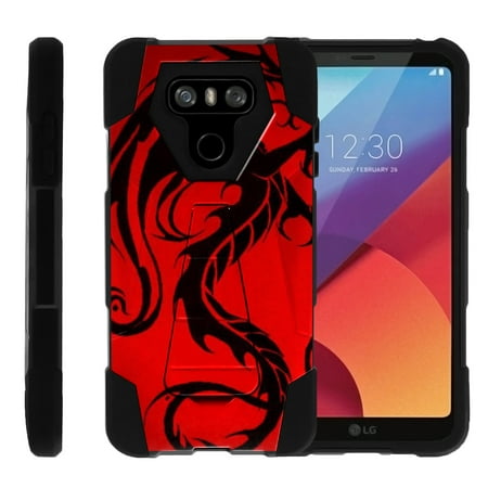 TurtleArmor ® | For LG G6 | LG G6+ (Plus) [Dynamic Shell] Dual Layer Hybrid Silicone Hard Shell Kickstand Case - Red