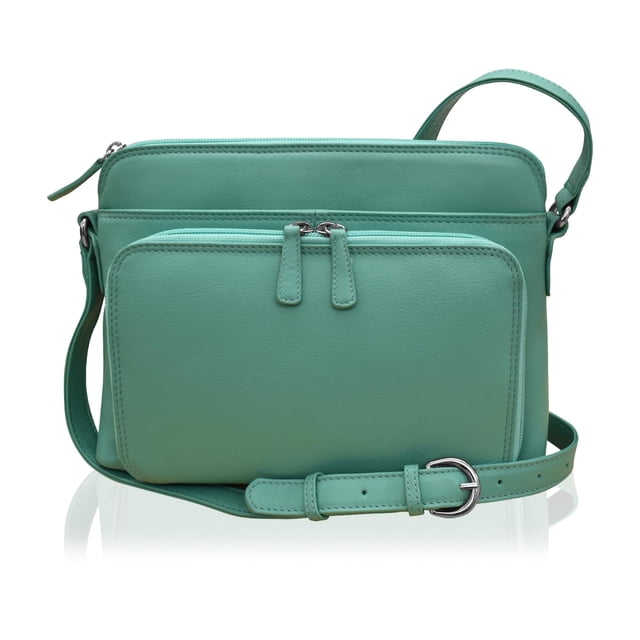 ili New York Bolsos cruzados de cuero genuino para mujer - Organizador de bolso de hombro con bloqueo RFID premium con correa ajustable