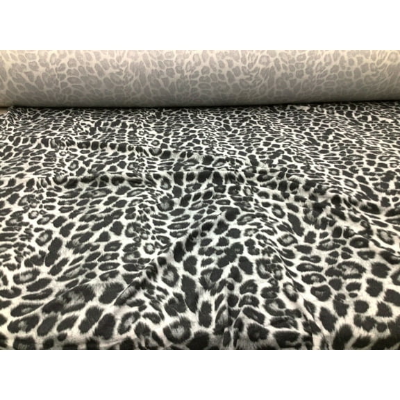Printed Liverpool Textured Fabric Stretch Gray Black Cheetah Animal Print 1N30