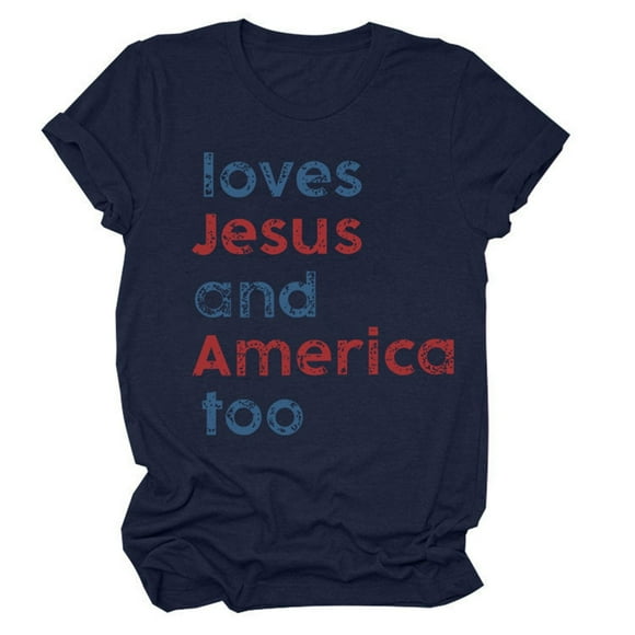 LUOGENLI T-shirts Women Loves and America Too Shirt She A Good Girl Loves and America Too 4Th of July Patriotic Independence Day Shirt Blue XXL