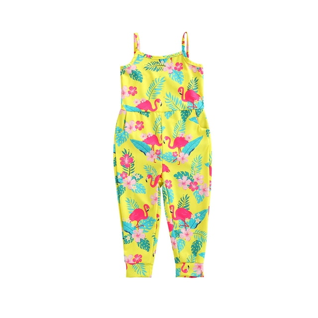 EYIIYE Tenue d'Été pour Petites Filles Combinaison à Bretelles Sans Manches Col Rond