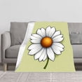 thumbnail image 2 of Cozy Durable Flannel Blanket - Soft Warm Throw for Sofa Travel & Bed - Stylish Floral Pattern with White Petals & Orange Center, 2 of 7