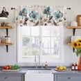 thumbnail image 4 of 2 Panels Spring Floral Vintage Valance for Windows, Retro Teal Tulips Botanical Summer Light Filtering Kitchen Curtains, Rod Pocket Window Treatment Curtain Valances for Living Room Bedroom, 42"x18", 4 of 9