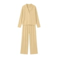 thumbnail image 6 of qafoshin Long Sleeve Pajama Sets for Women Lapel Button Down Tops and Long Pant Two Piece Matching Set Soft Sleepwear, 6 of 7