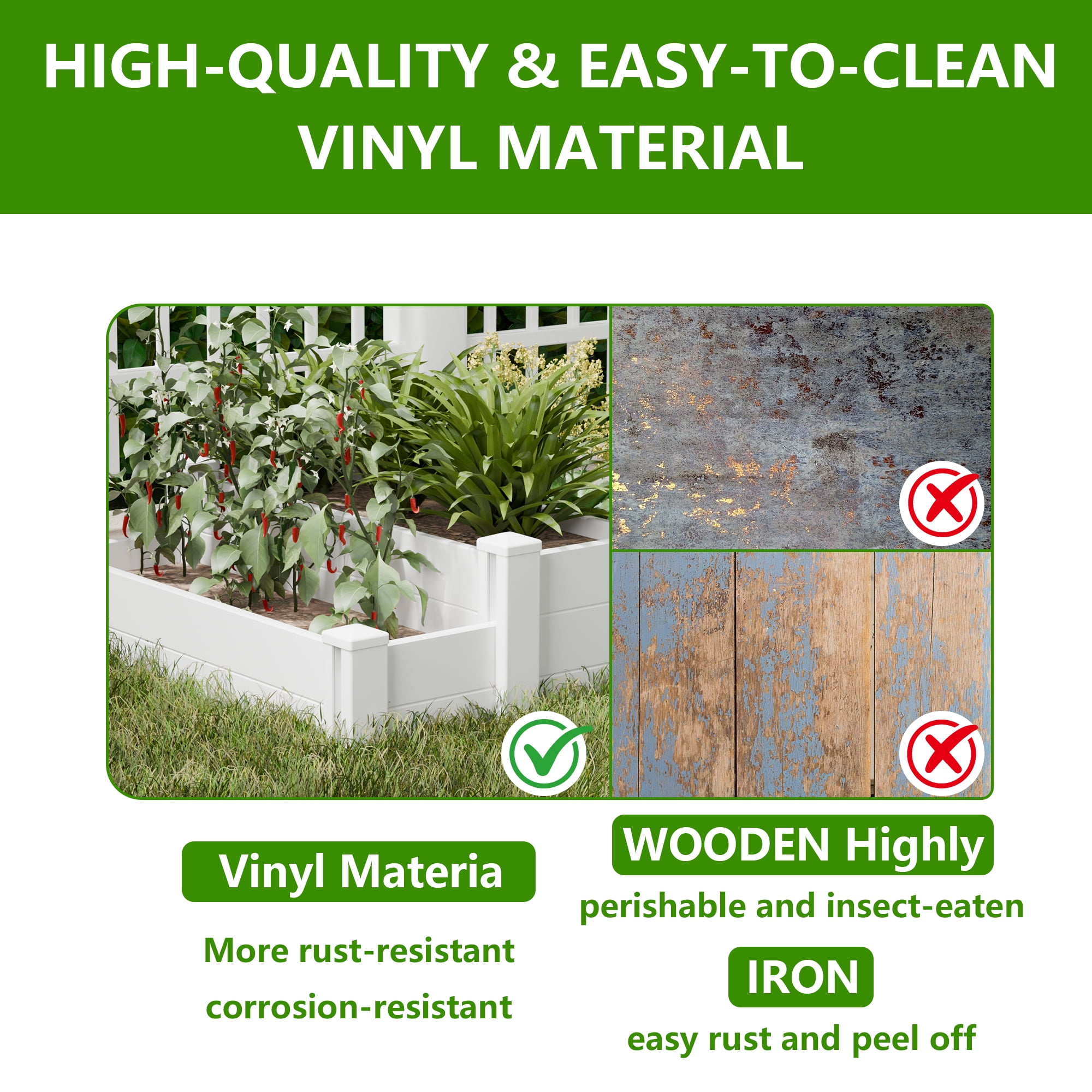 MAYEERTY Multipurpose White PVC Rectangular Garden Fence For Flowers, Vegetables, Pet & Chicks Nests