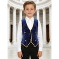 thumbnail image 7 of iiniim Girls Boys Velvet Waistcoat Tailcoat Gothic Steampunk Victorian Tuxedo Jacket Coat Royal Blue 8, 7 of 7