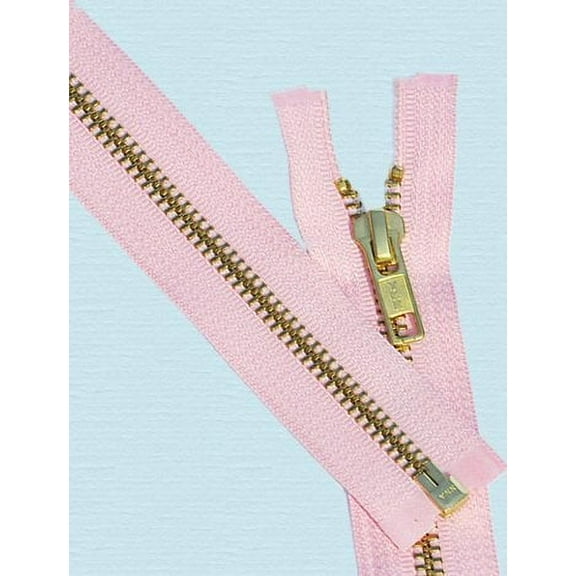 12" Medium Weight Jacket Zipper YKK #5 Brass ~ Separating ~ 513 Pink (1 Zipper/pack)