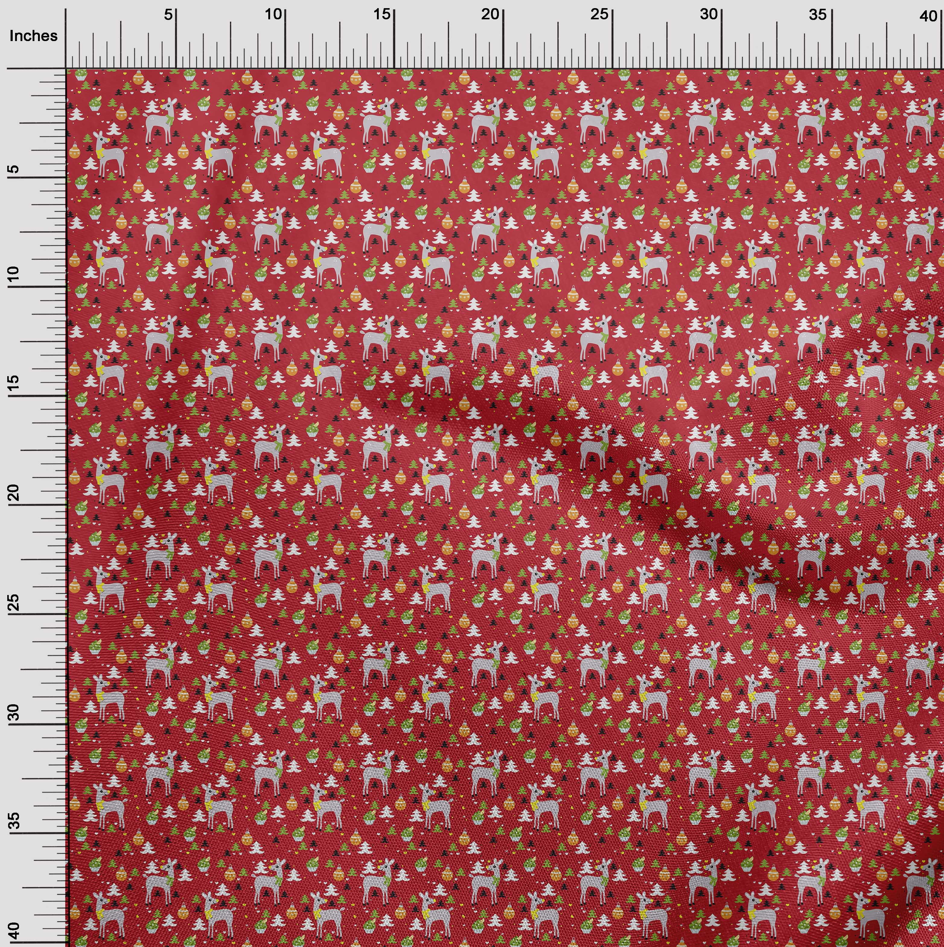 oneOone Cotton Jersey Red Fabric Christmas Dress Material Fabric Print Fabric By The Yard 58 Inch Wide