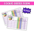 thumbnail image 2 of Scout Cookies Order Form Grid with Cookies  30 pk 8.5x5.5 Card Hand Out Neighbors Sales Tracker Booth Sold Here Door Hanger Thank you Stickers Purple Little Brownie Pink, white, 2 of 4