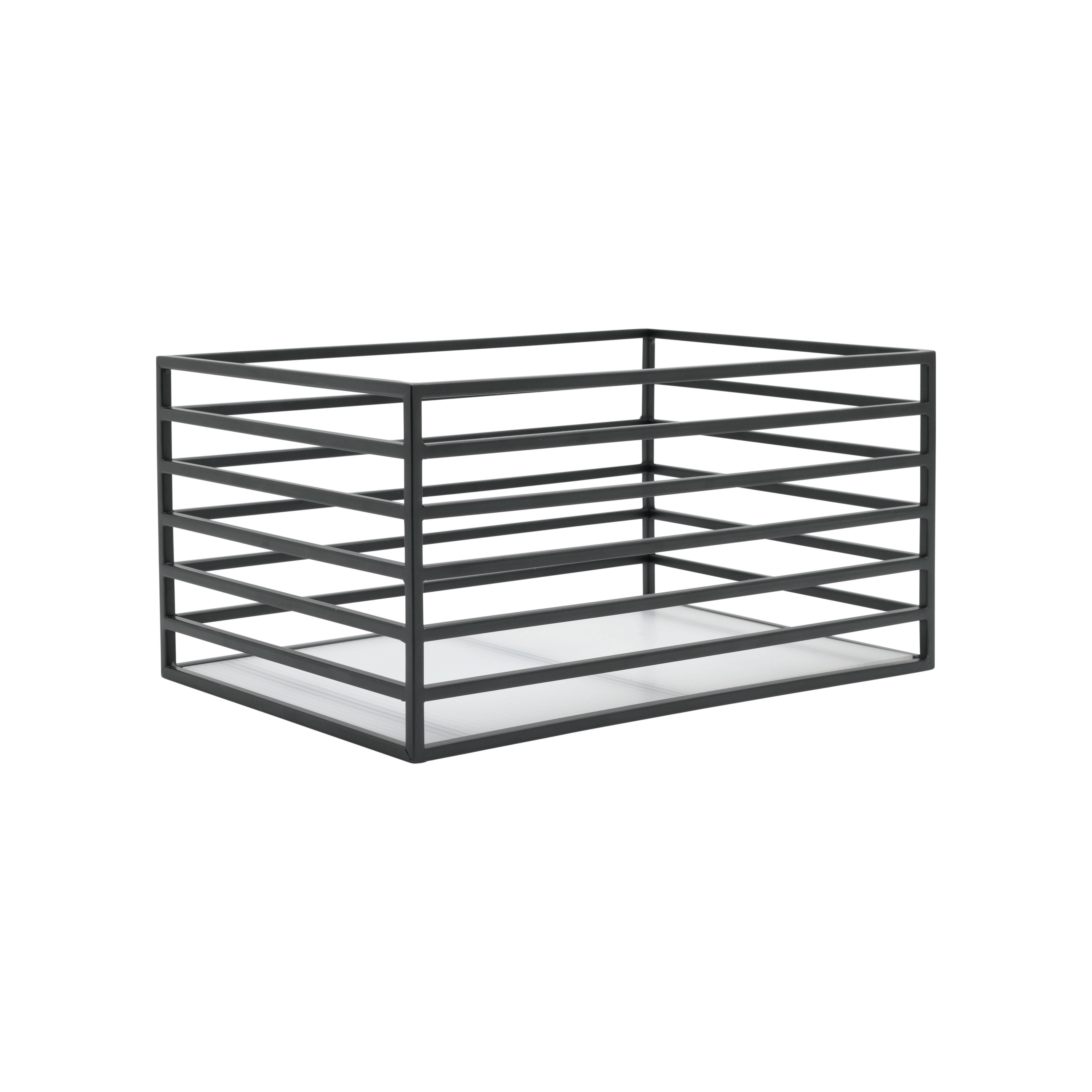 (2 pack) Better Homes & Gardens Ribbed Metal Storage Basket, Matte Black