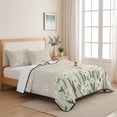 thumbnail image 5 of Full Quilt Set 78''x90'', Spring Floral Lightweight Summer Bedspread Coverlet Set with 2 Pillow Shams, White Daisy Farmhouse Linen Texture Breathable All Season Quilt Bedding for Bedroom/Guest Room, 5 of 9