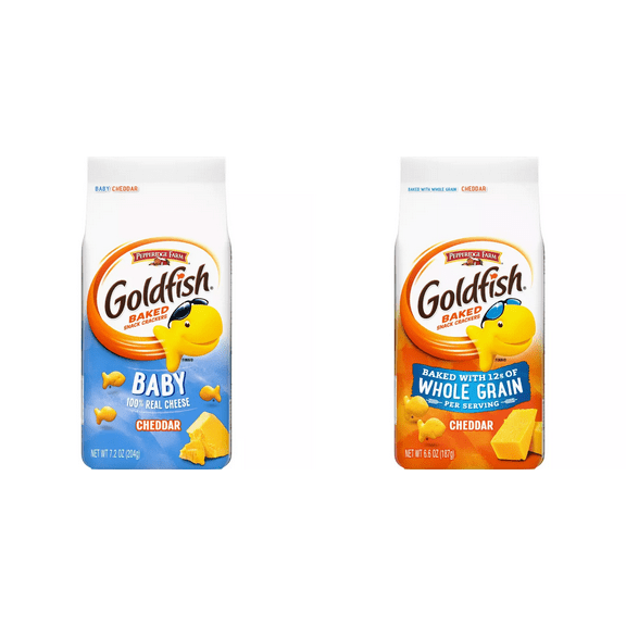 Goldfish Baby Cheddar Crackers Snack Crackers Bag - 7.2oz - Pepperidge Farm Goldfish Cheddar Crackers Baked with Whole Grain- 6.6oz