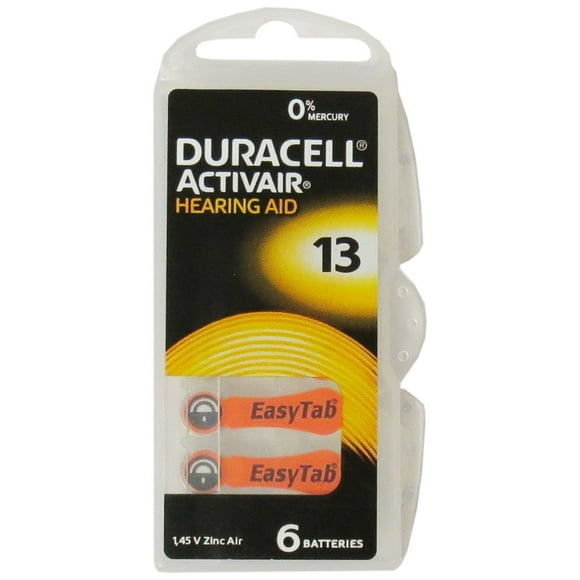 30-Pack Size 13 Duracell Easy Tab Hearing Aid Batteries (DA312)