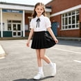 thumbnail image 2 of Fancifize Girls' 2 Piece Skirts Sets Puff Short Sleeve Shirts and Pleated Mini Skirts Kids Preppy Look Outfits, 2 of 6
