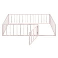 thumbnail image 4 of Aukfa Twin Size Metal Bed Frame with with Fence and Door, Floor Bed for Kids Toddler, Pink, 4 of 8
