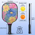 thumbnail image 4 of Pickleball Paddles Set Of 2, Fiberglass Surface, Vintage Floral Print, 4 Balls & Bag, 4 of 5