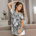 thumbnail image 3 of Balery Intricate Cat Mandala Pattern Womens Short Sleeve Sleepshirt Scoopneck Cute Nightdress Comfy Nightgown Loungewear Dress, 3 of 6