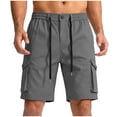 thumbnail image 2 of Stamzod Cargo Shorts for Men Elastic Waist Summer Casual Work Short with Multi Pocket Mens Clothes Gray XXXL, 2 of 8