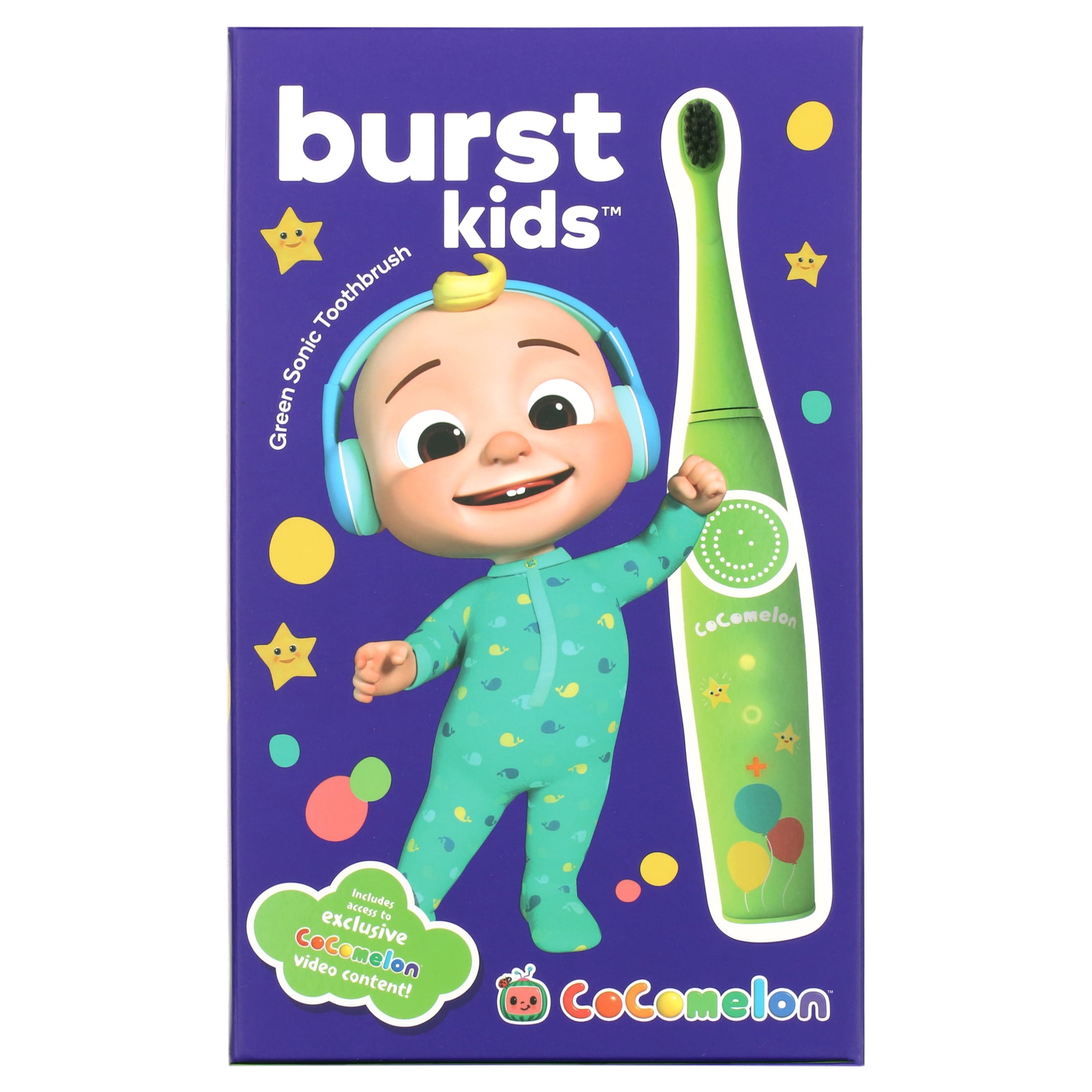 CoComelon Burst Kids Electric Toothbrush, Soft Bristles, Kid and Toddler Ages 2+, Pink