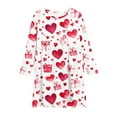 thumbnail image 4 of Girls Long Sleeve Dress with Heart Print, Soft Stretchy Casual A-Line Party Dress for Kids,Size 9-10 T, 4 of 5