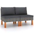 thumbnail image 1 of vidaXL Middle Sofas 2 pcs Poly Rattan and Solid Eucalyptus Wood, 1 of 5