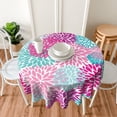 thumbnail image 6 of Dahlia Flower Round Tablecloth 60 Inch Pink Teal Blue Floral Circular Table Cloth Spring Dahlia Pinnata Blooming Table Cover for Dining Kitchen Parties Wedding, 6 of 6